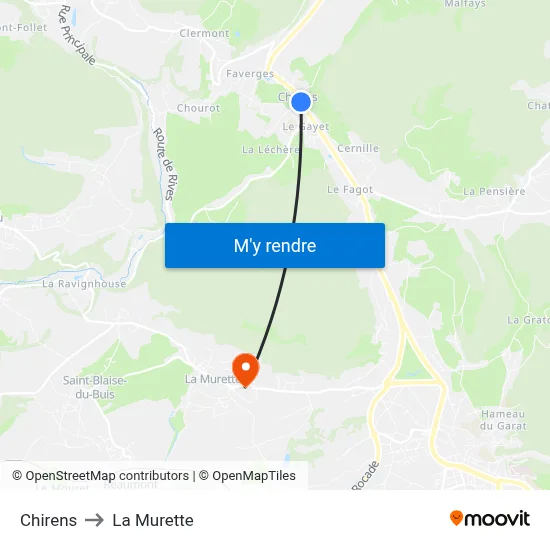 Chirens to La Murette map