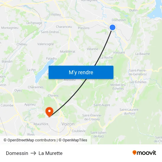 Domessin to La Murette map