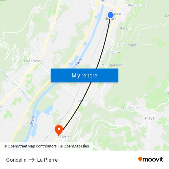 Goncelin to La Pierre map