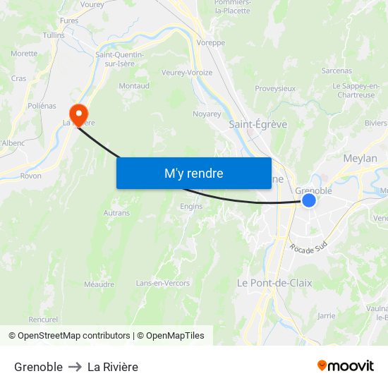 Grenoble to La Rivière map