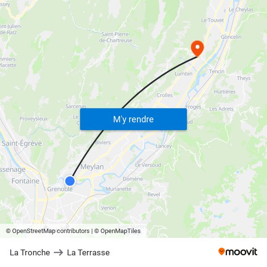 La Tronche to La Terrasse map