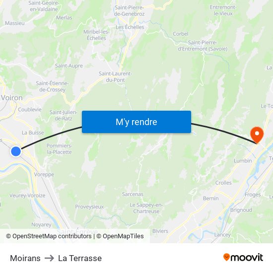 Moirans to La Terrasse map