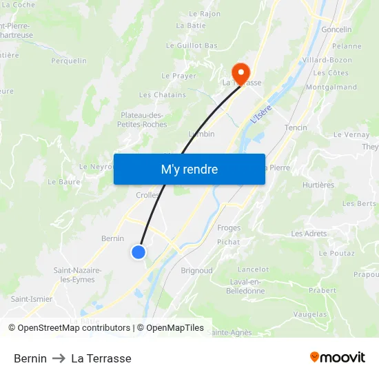 Bernin to La Terrasse map
