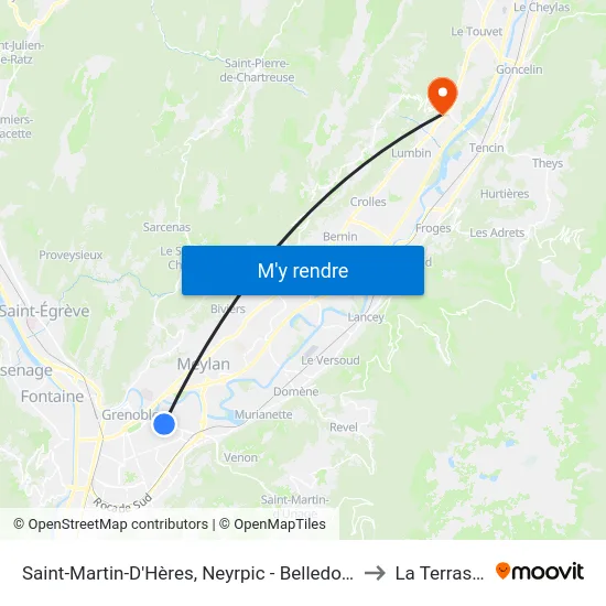 Saint-Martin-D'Hères, Neyrpic - Belledonne to La Terrasse map