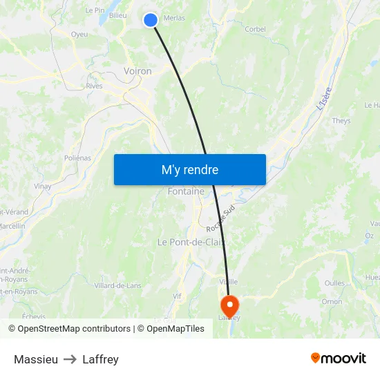 Massieu to Laffrey map