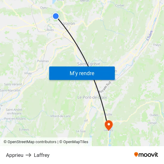 Apprieu to Laffrey map