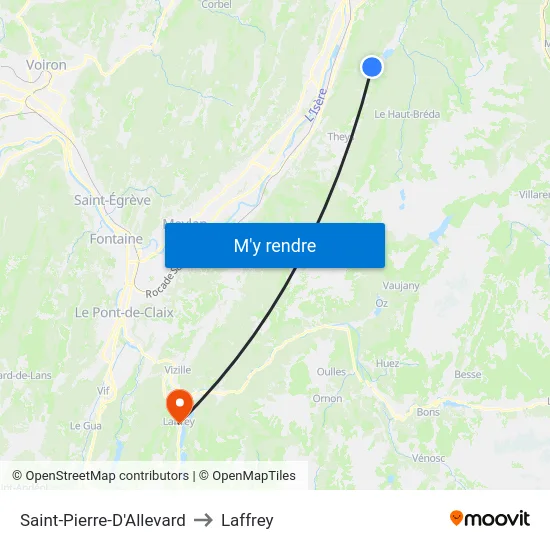 Saint-Pierre-D'Allevard to Laffrey map