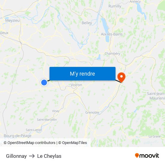 Gillonnay to Le Cheylas map