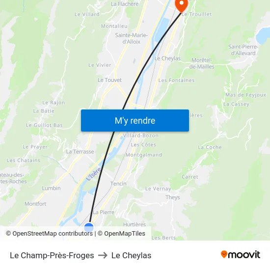 Le Champ-Près-Froges to Le Cheylas map