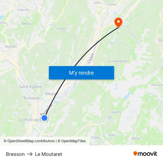 Bresson to Le Moutaret map