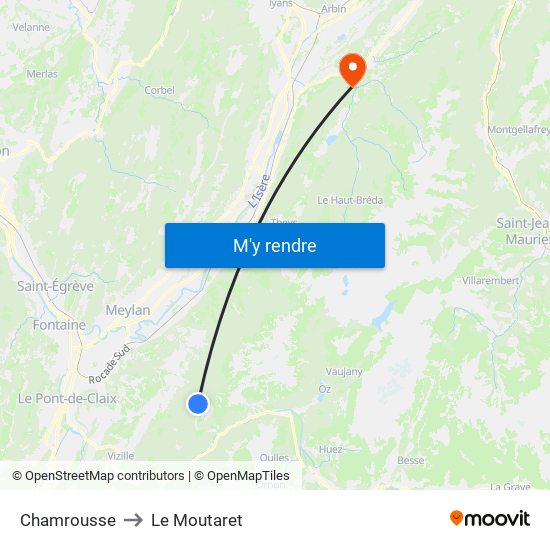 Chamrousse to Le Moutaret map