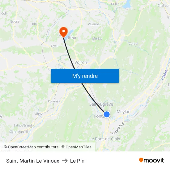 Saint-Martin-Le-Vinoux to Le Pin map