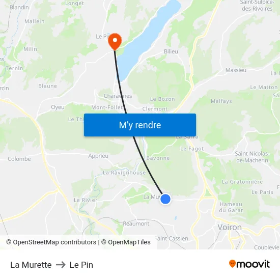 La Murette to Le Pin map