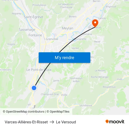 Varces-Allières-Et-Risset to Le Versoud map