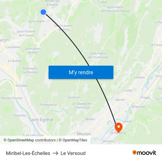 Miribel-Les-Échelles to Le Versoud map