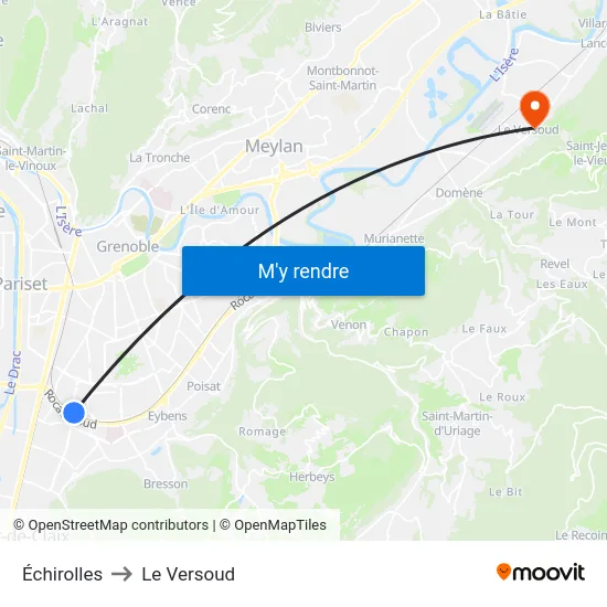 Échirolles to Le Versoud map