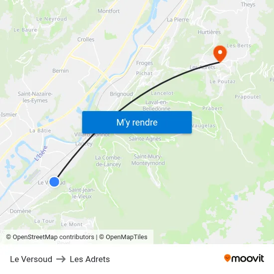 Le Versoud to Les Adrets map