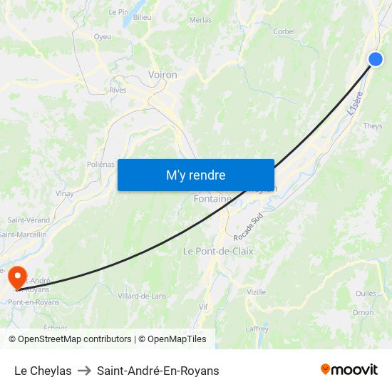 Le Cheylas to Saint-André-En-Royans map