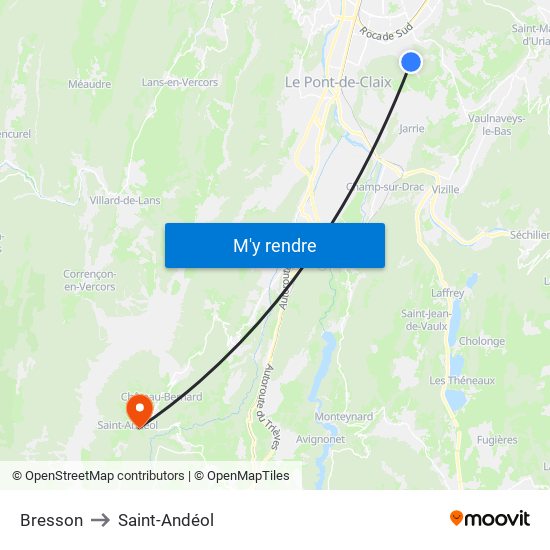 Bresson to Saint-Andéol map