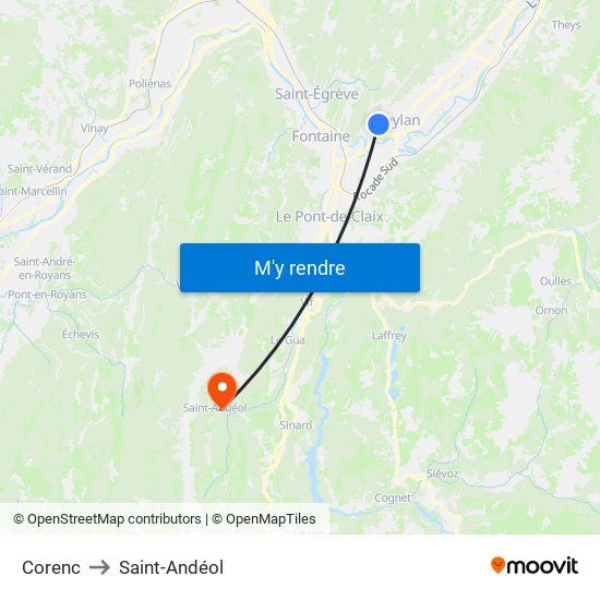 Corenc to Saint-Andéol map