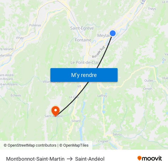 Montbonnot-Saint-Martin to Saint-Andéol map