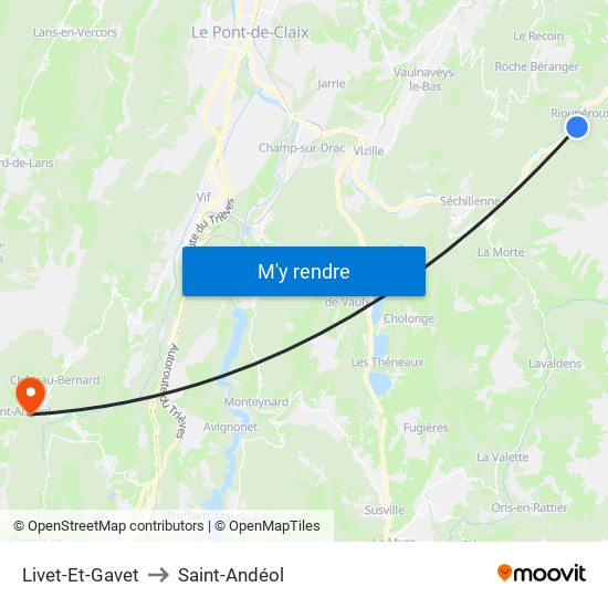 Livet-Et-Gavet to Saint-Andéol map