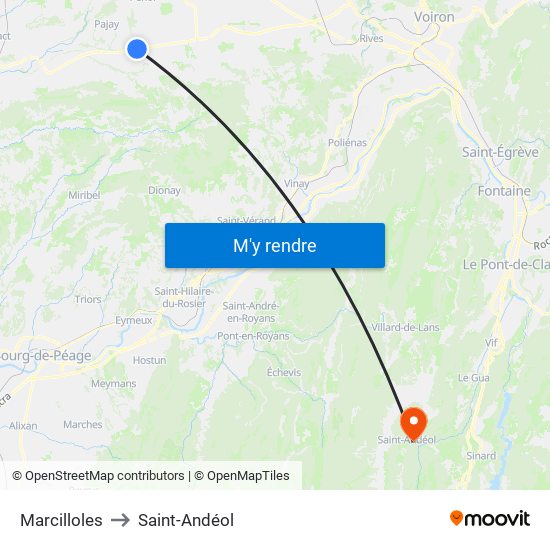 Marcilloles to Saint-Andéol map