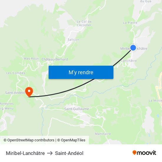 Miribel-Lanchâtre to Saint-Andéol map