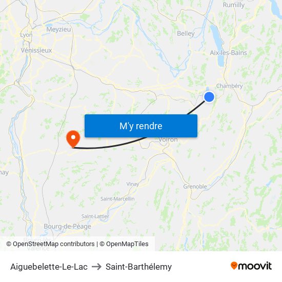 Aiguebelette-Le-Lac to Saint-Barthélemy map