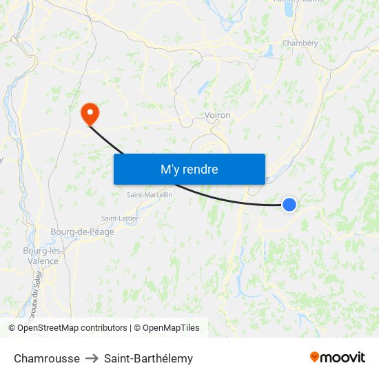 Chamrousse to Saint-Barthélemy map