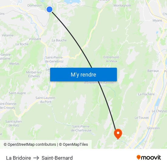 La Bridoire to Saint-Bernard map