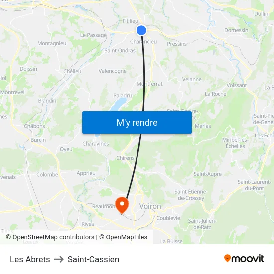 Les Abrets to Saint-Cassien map