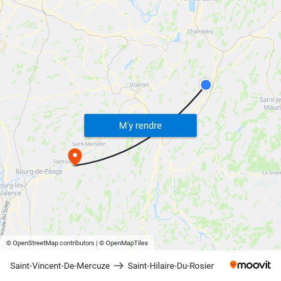 Saint-Vincent-De-Mercuze to Saint-Hilaire-Du-Rosier map