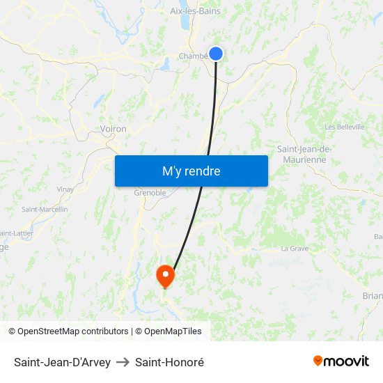Saint-Jean-D'Arvey to Saint-Honoré map
