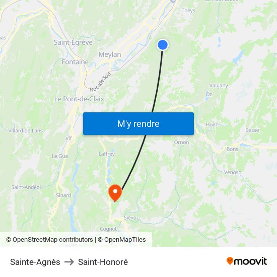 Sainte-Agnès to Saint-Honoré map