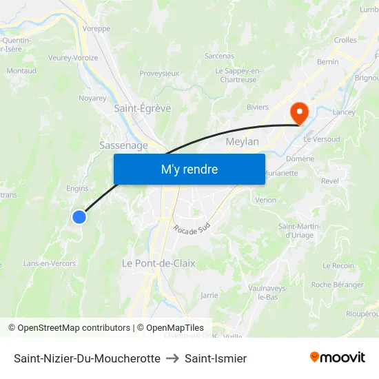 Saint-Nizier-Du-Moucherotte to Saint-Ismier map