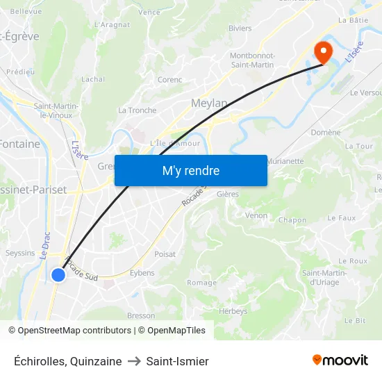 Échirolles, Quinzaine to Saint-Ismier map