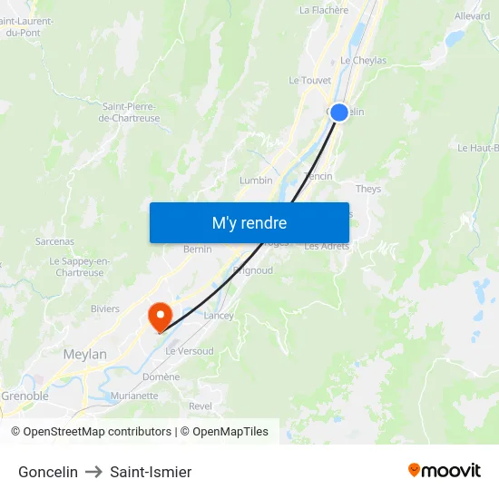Goncelin to Saint-Ismier map
