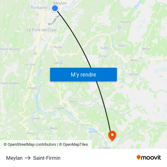 Meylan to Saint-Firmin map