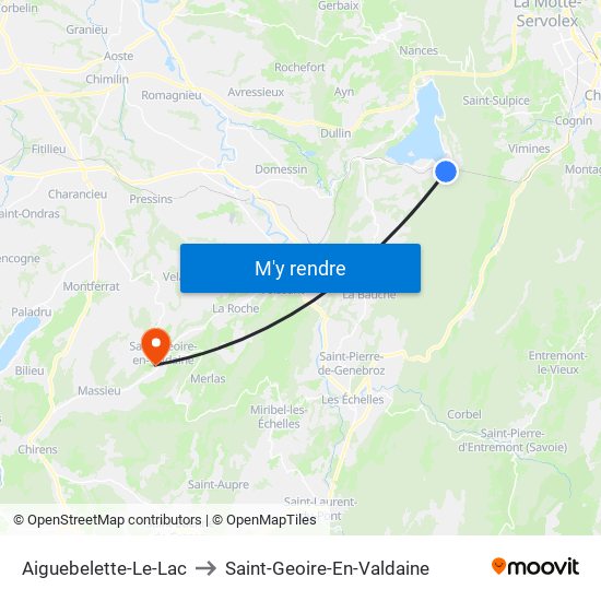 Aiguebelette-Le-Lac to Saint-Geoire-En-Valdaine map