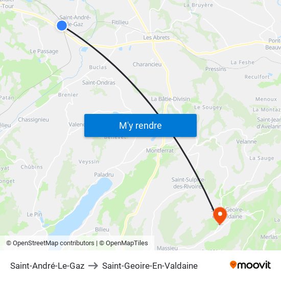 Saint-André-Le-Gaz to Saint-Geoire-En-Valdaine map