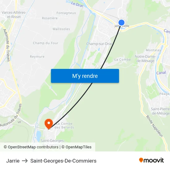 Jarrie to Saint-Georges-De-Commiers map