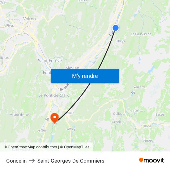 Goncelin to Saint-Georges-De-Commiers map