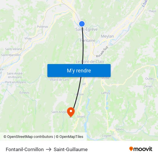 Fontanil-Cornillon to Saint-Guillaume map