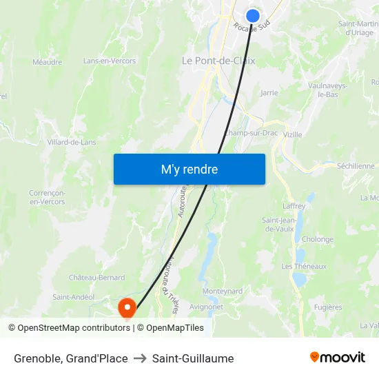 Grenoble, Grand'Place to Saint-Guillaume map