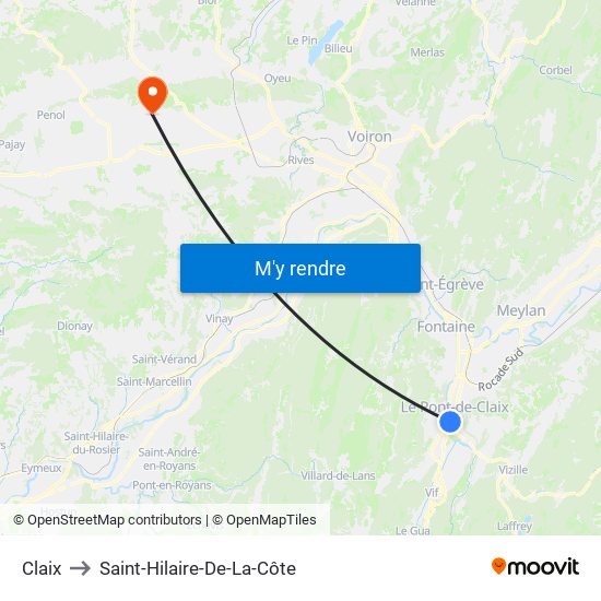 Claix to Saint-Hilaire-De-La-Côte map