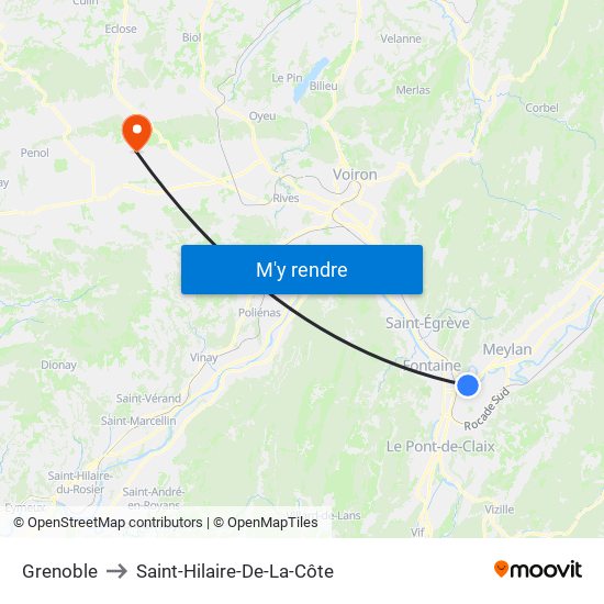 Grenoble to Saint-Hilaire-De-La-Côte map