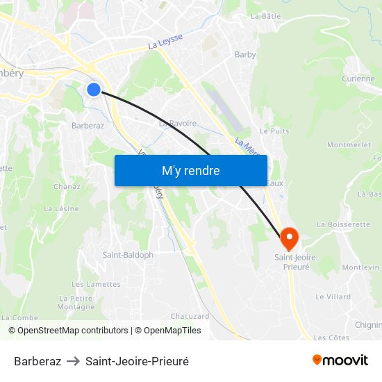 Barberaz to Saint-Jeoire-Prieuré map