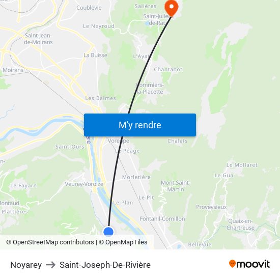 Noyarey to Saint-Joseph-De-Rivière map