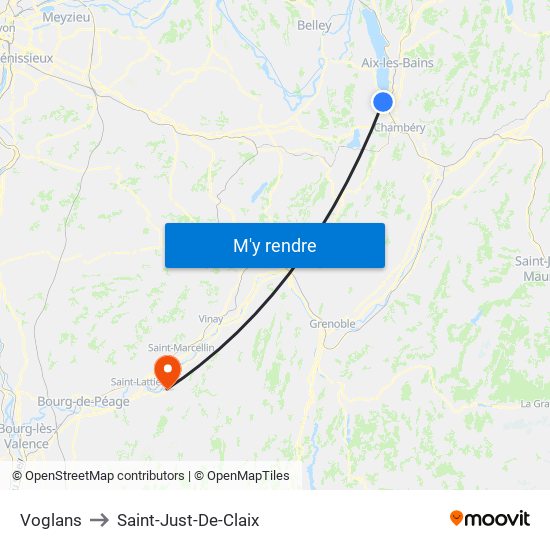 Voglans to Saint-Just-De-Claix map